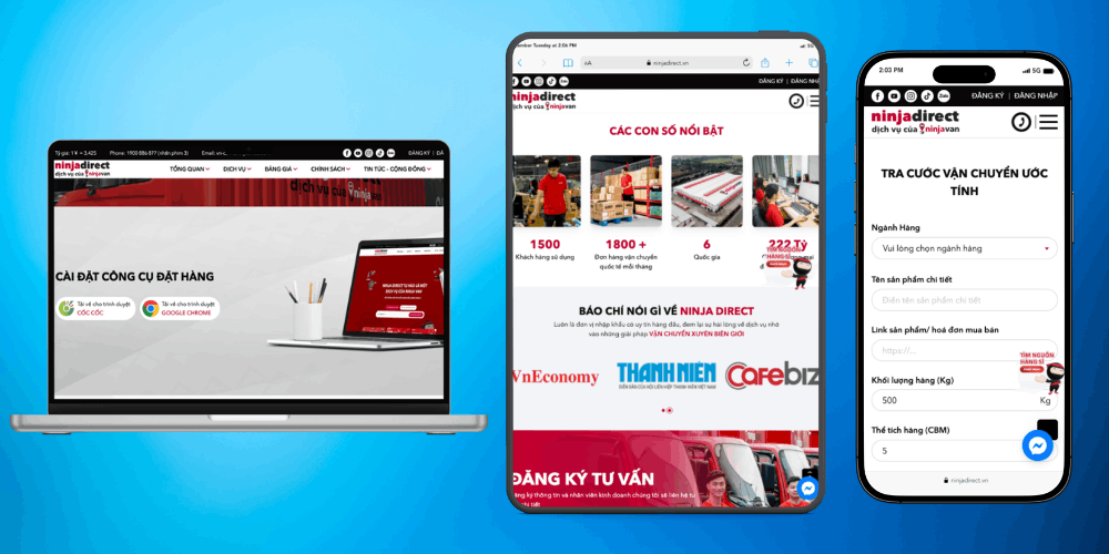 Thiết kế website đặt hàng Trung Quốc Responsive​ trên nhiều thiết bị