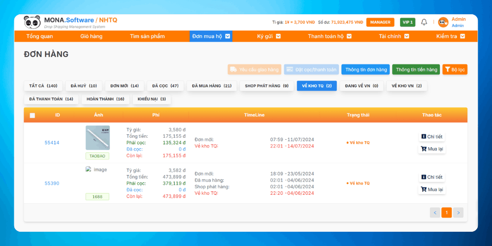 Tính năng theo dõi đơn hàng khi thiết kế website order hàng Trung Quốc